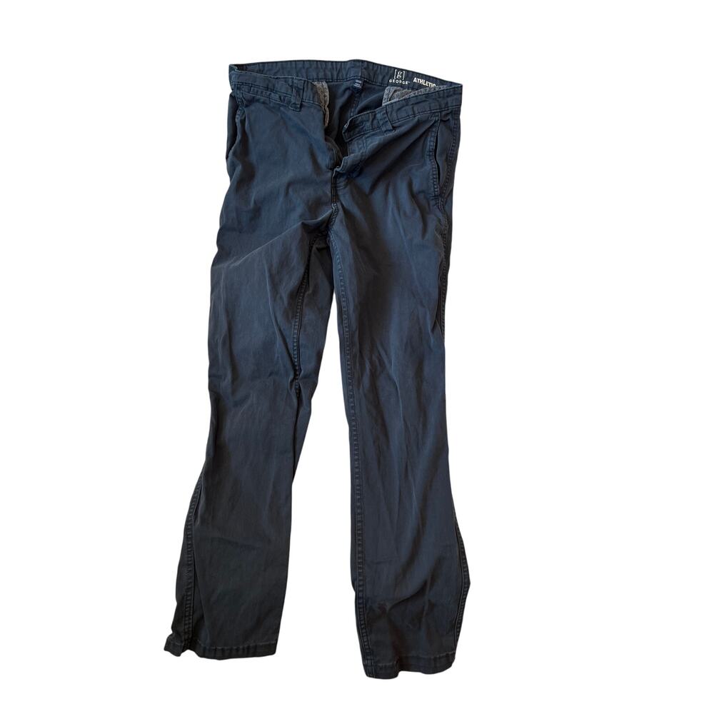 George Blue Gray Flat Front Chino Pants Mens 32x32